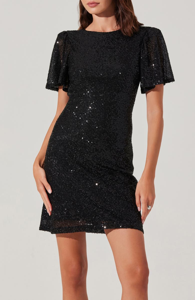 Sequin Flutter Sleeve Minidress