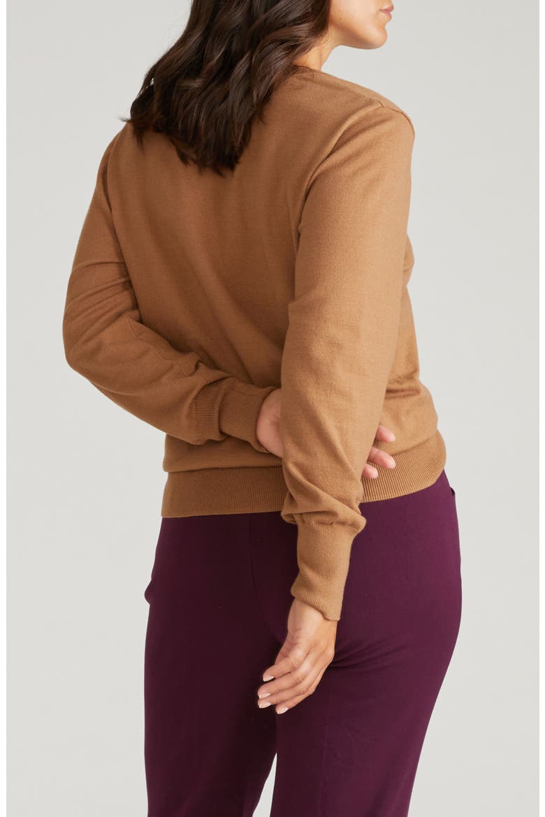 Flora V-Neck Sweater, Alternate, color, CAMEL
