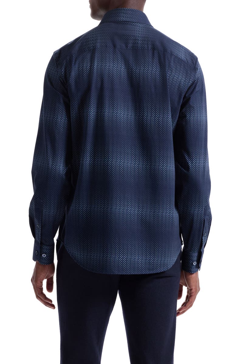 Bugatchi James OoohCotton<sup>®</sup> Gradient Geo Print Button-Up Shirt, Alternate, color, Navy