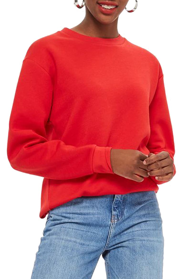 Longline Sweatshirt, Main, color, RED