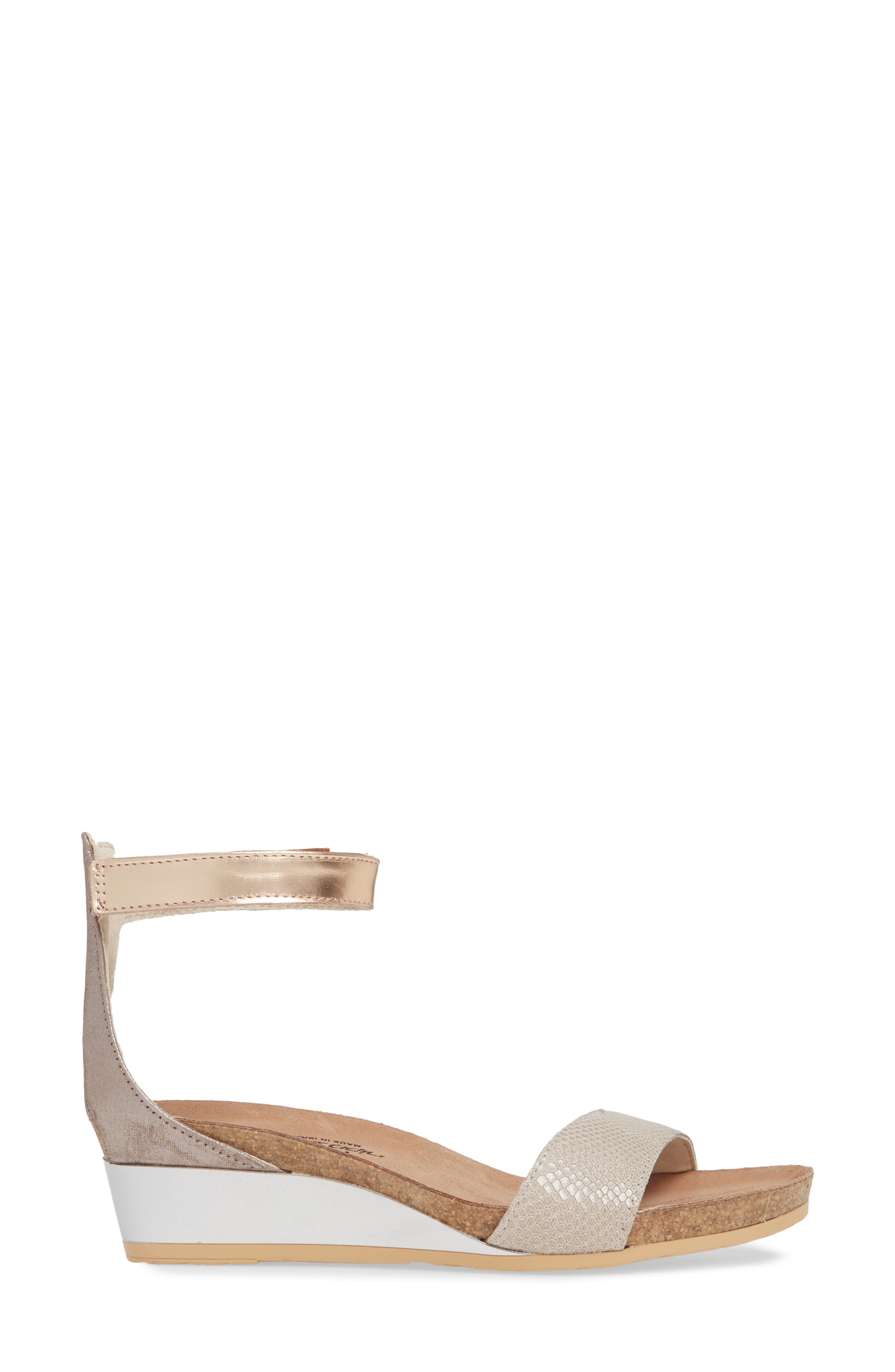 Naot 'Pixie' Sandal, Alternate, color, Beige Lizard/ Silver Leather