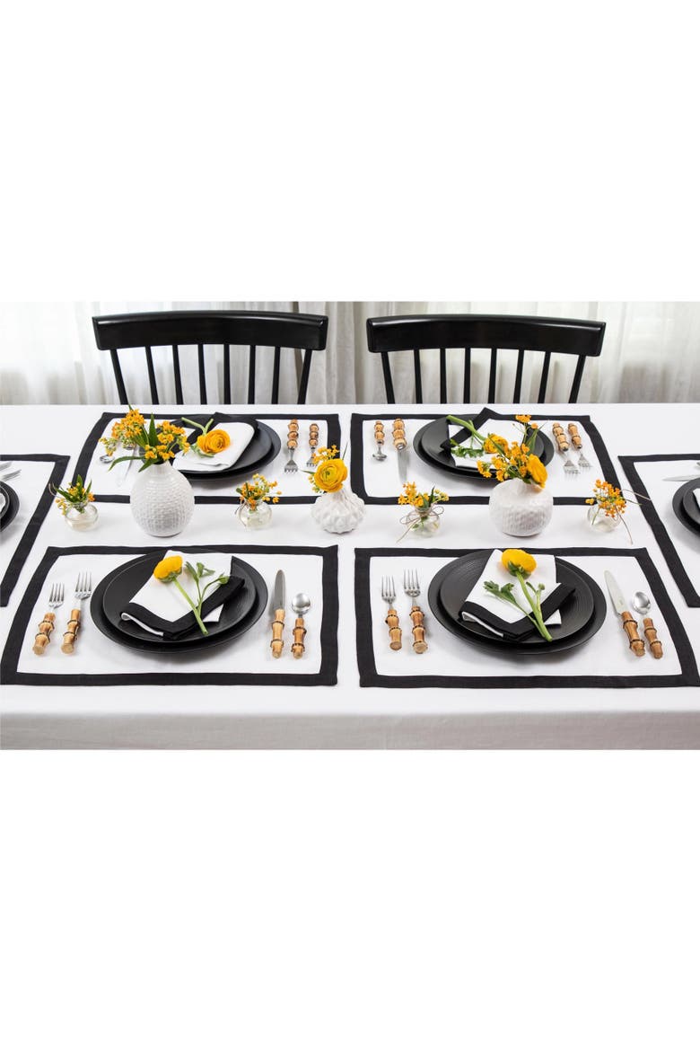 Linen Dinner Napkins Set of 4, 20 x 20" - Classic, Alternate, color, Black and White