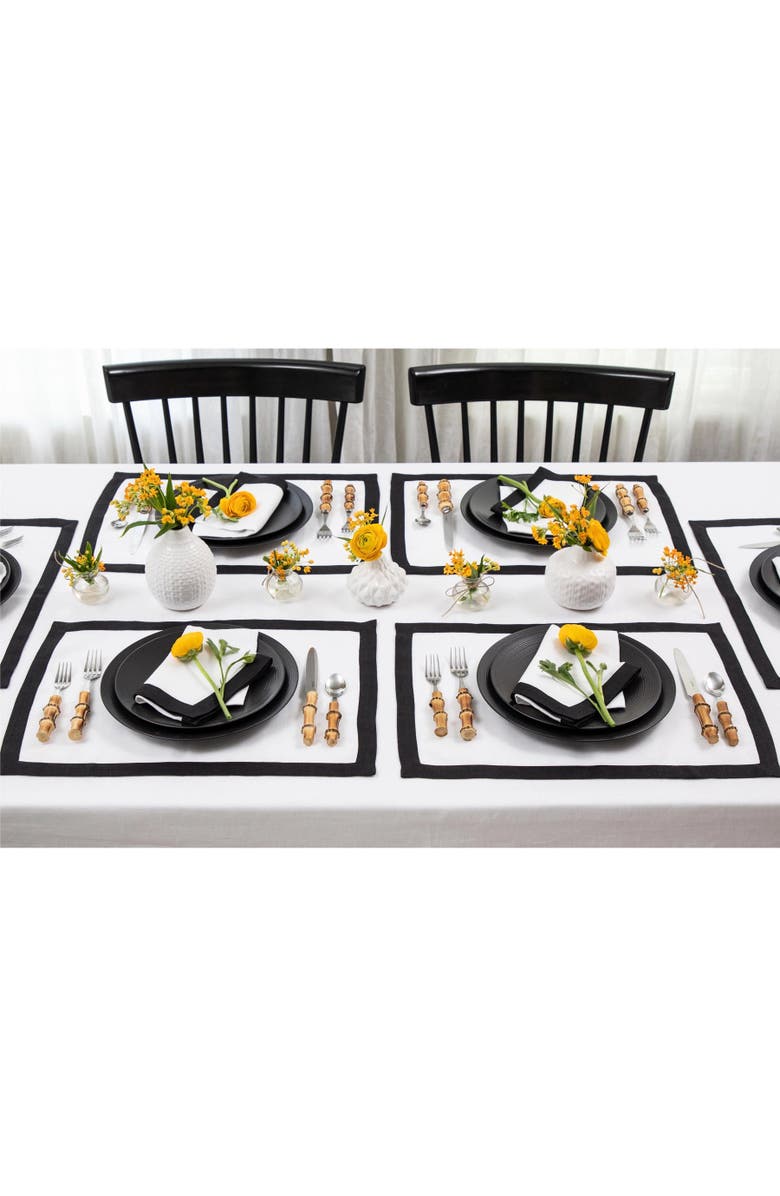 Solino Home Linen Dinner Napkins Set of 4, 20 x 20 Inch for Dining Table, Holiday and Everyday Table Decor - Classic, Alternate, color, Black And White