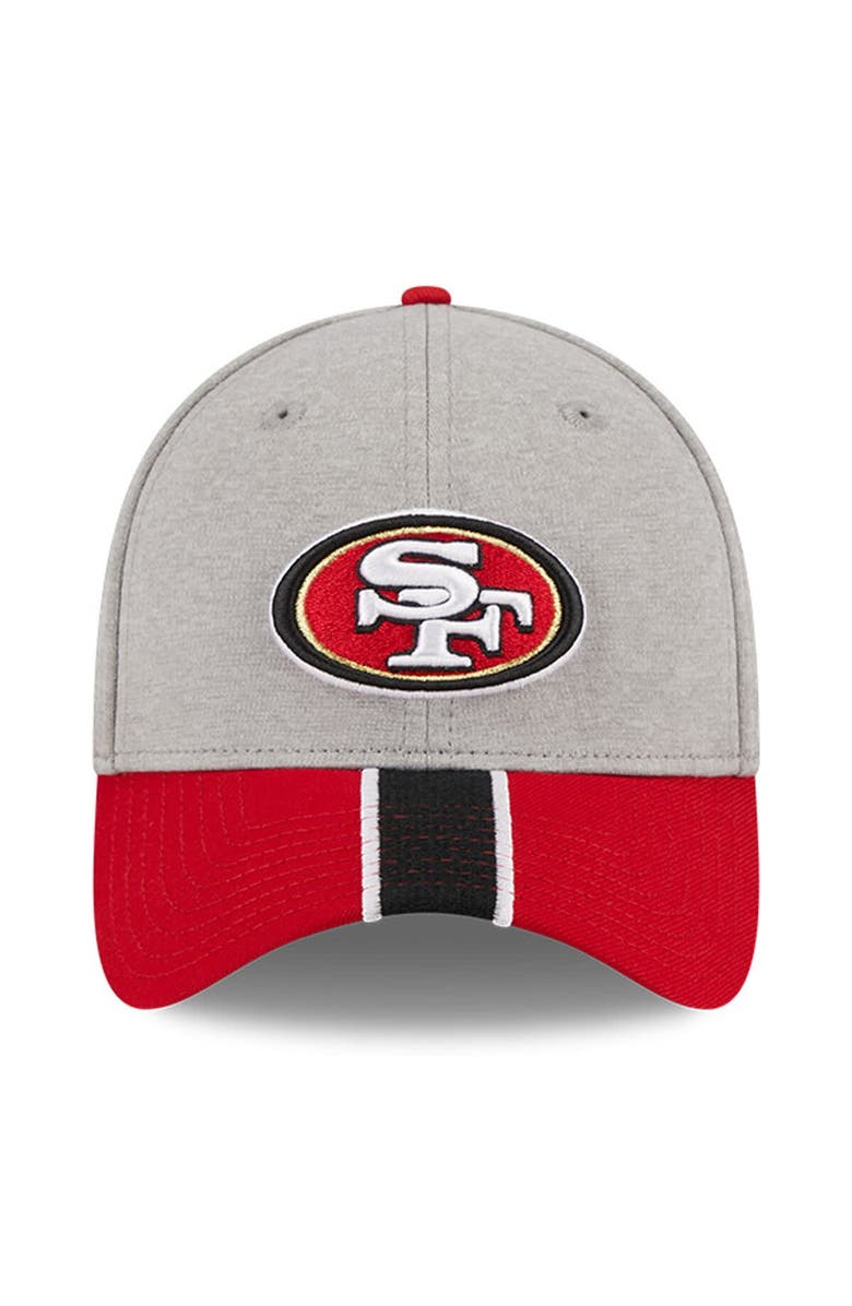 New Era Men's New Era Heather Gray/Scarlet San Francisco 49ers Striped 39THIRTY Flex Hat, Alternate, color,