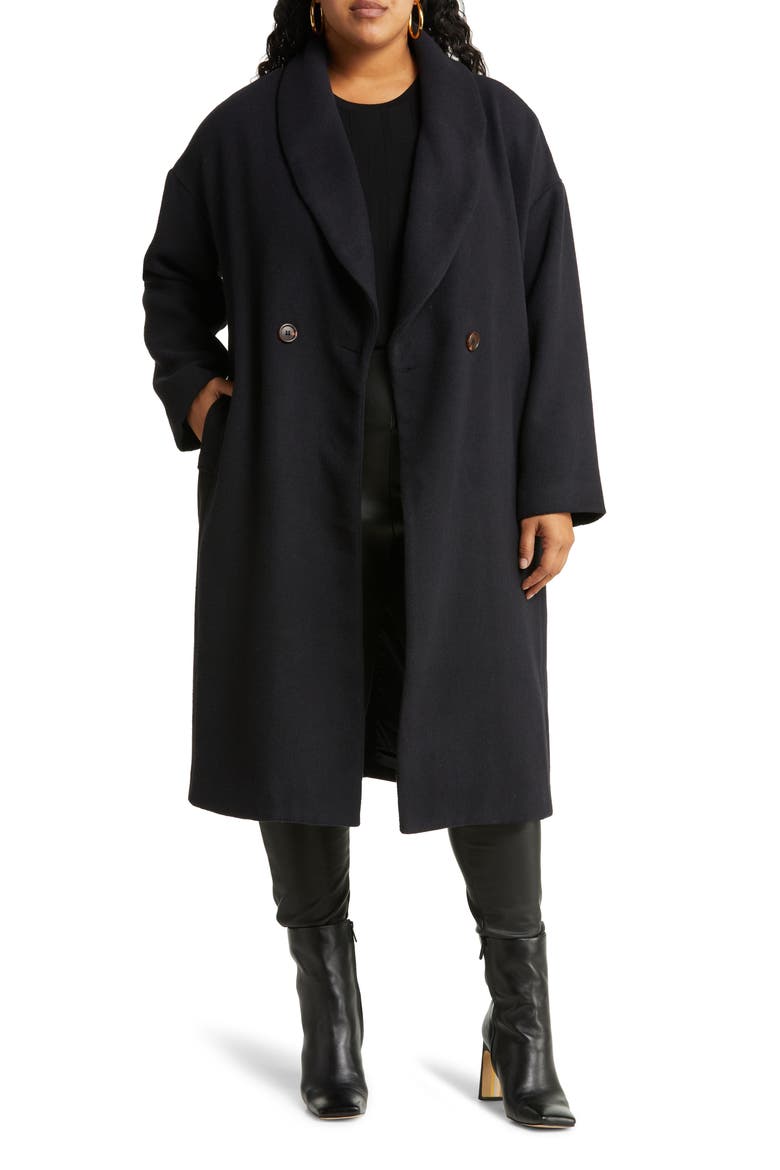 Double Breasted Long Coat, Main, color, NAVY PEACOAT
