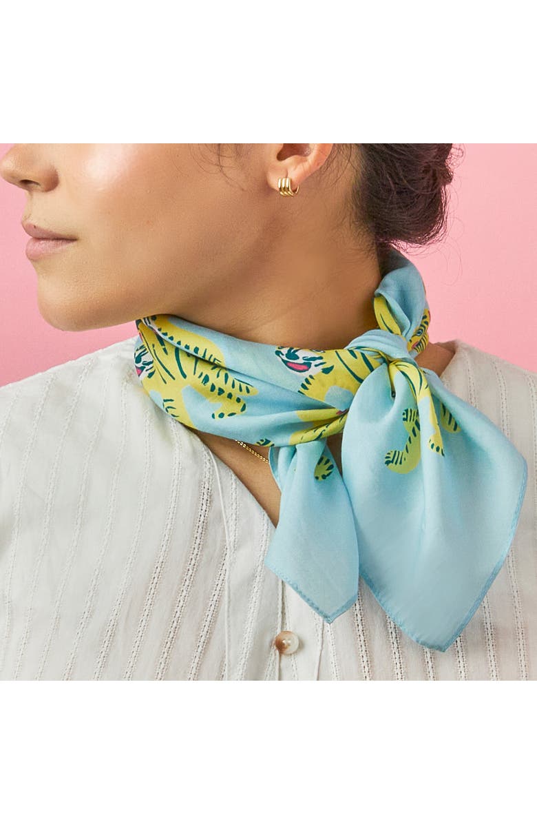 Centinelle Nodding Tigers Cotton Silk Bandana, Alternate, color,