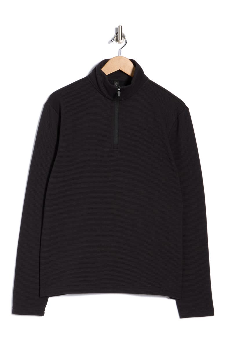 Cascade Ottoman Quarter Zip Sweatshirt, Alternate, color, BLACK CAVIAR