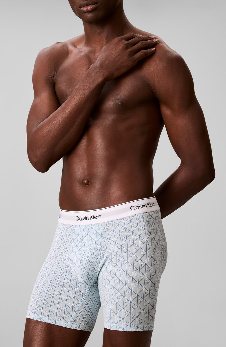 Calvin Klein Icon 3-Pack Stretch Cotton Boxer Briefs, Alternate, color, Grey/ Niagra Mist/ Cendre Blue