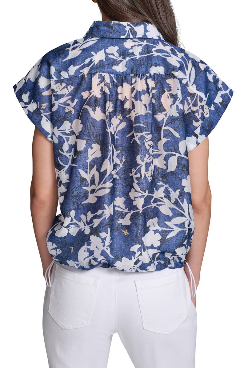 KARL LAGERFELD PARIS Floral Bungee Waist Button-Up Shirt, Alternate, color,