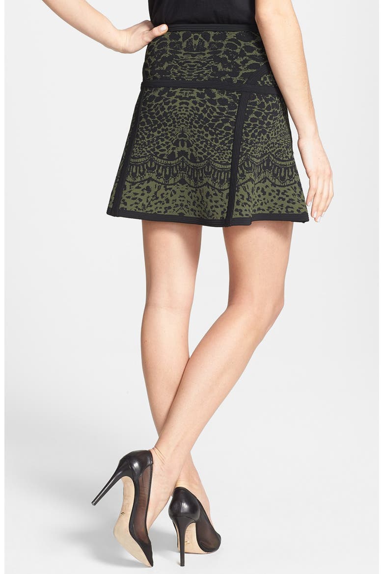 'Flote' Print A-Line Skirt, Alternate, color, BLACK/ OLIVE NITE