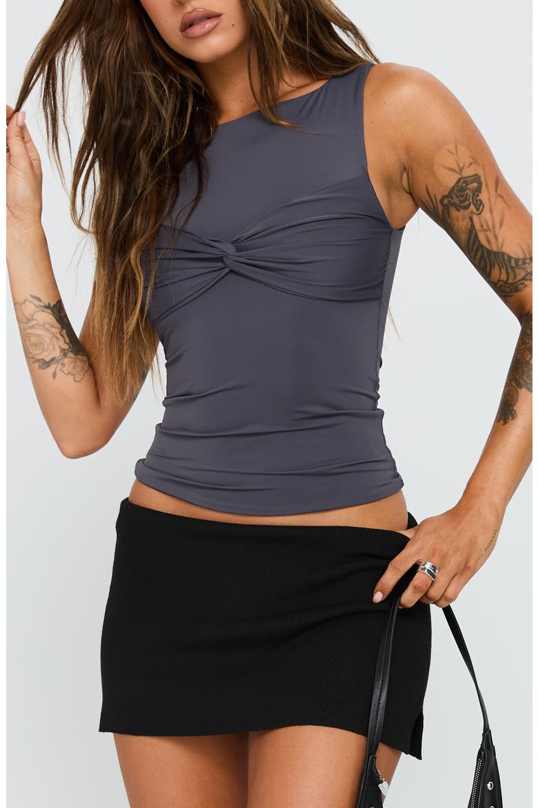 Azaire Twist Front Sleeveless Crop Top, Main, color, SLATE