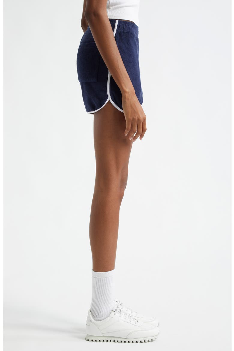 Italic Logo Cotton Terry Shorts, Alternate, color, NAVY