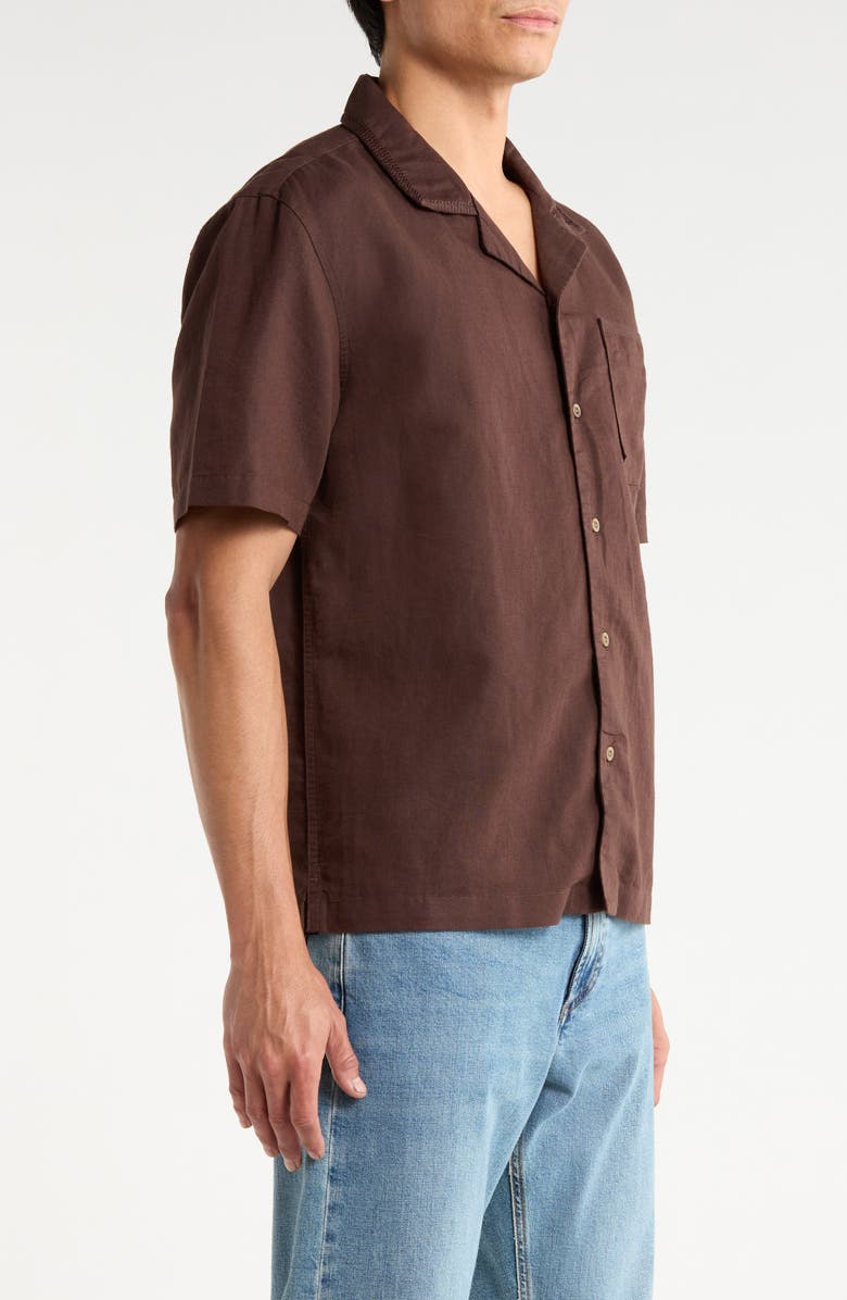 AG Foster Linen & Cotton Camp Shirt, Alternate, color, Oak Barrel