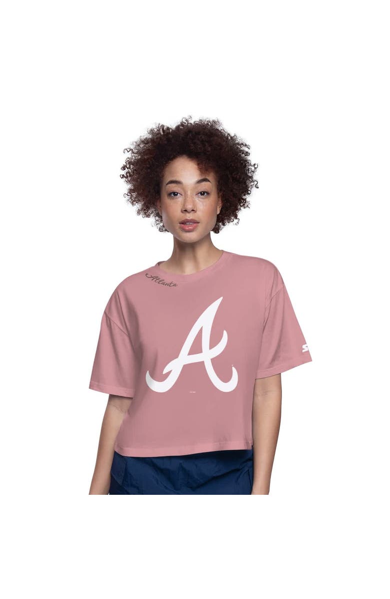 STARTER Women's Starter Pink Atlanta Braves Play the Ball Boxy Cropped T-Shirt, Main, color, 