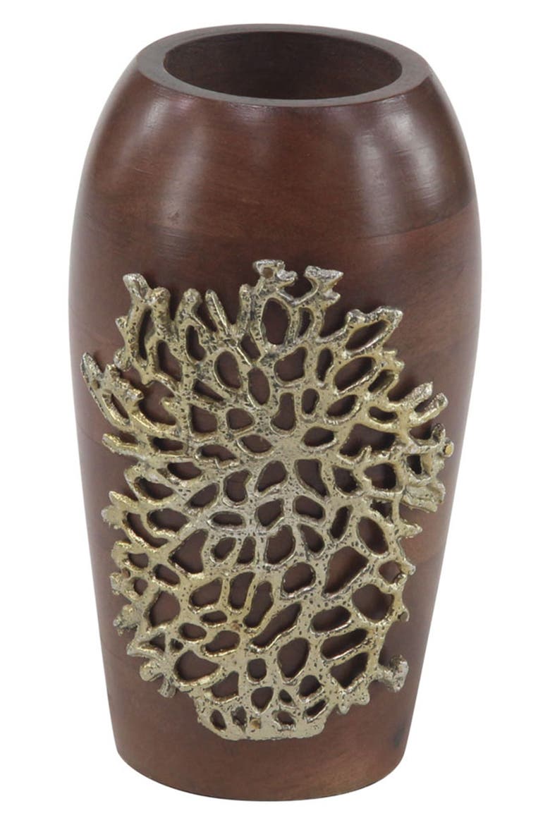Brown Wood Coastal Vase, Main, color, BROWN