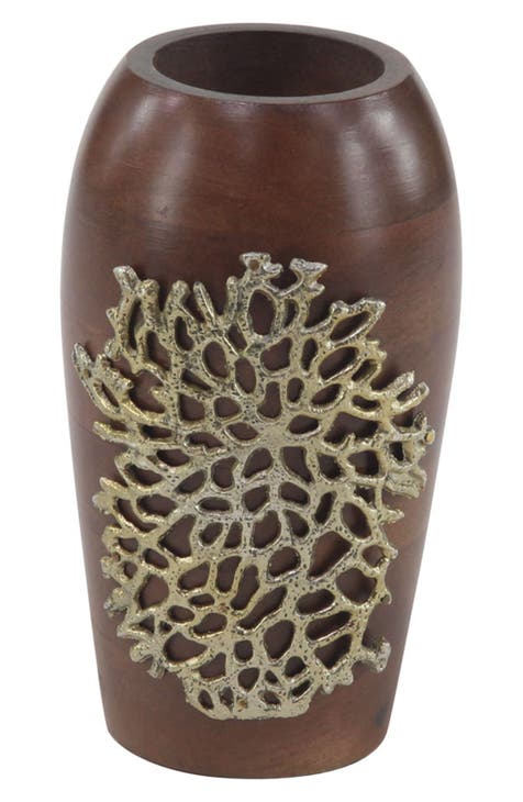 Brown Wood Coastal Vase