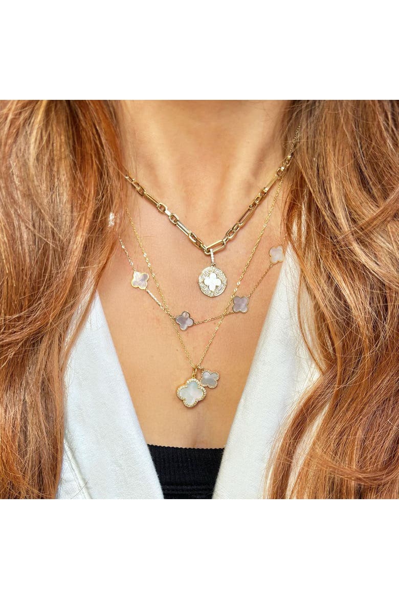 Mother of Pearl Diamond Clover Charm, Alternate, color, Mother of Pearl