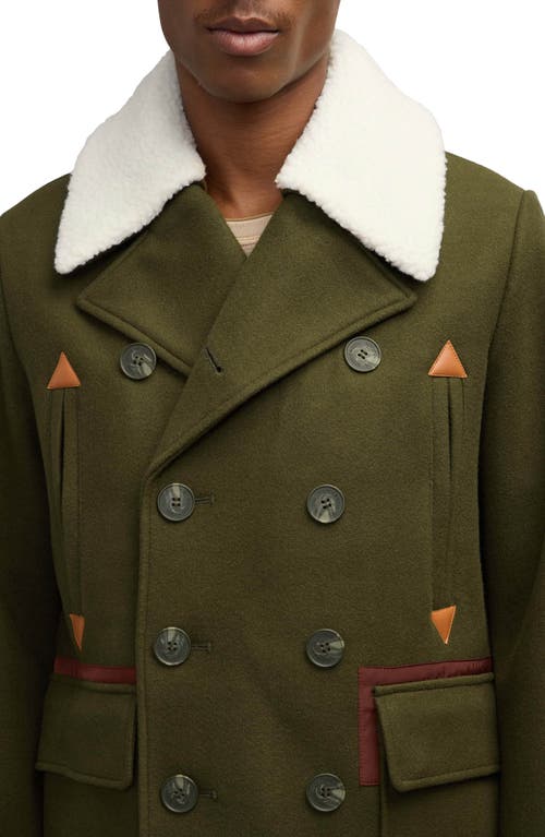 Scotch & Soda Men's Izak Double Breasted Peacoat With Removable Fleece Collar In Classic Green
