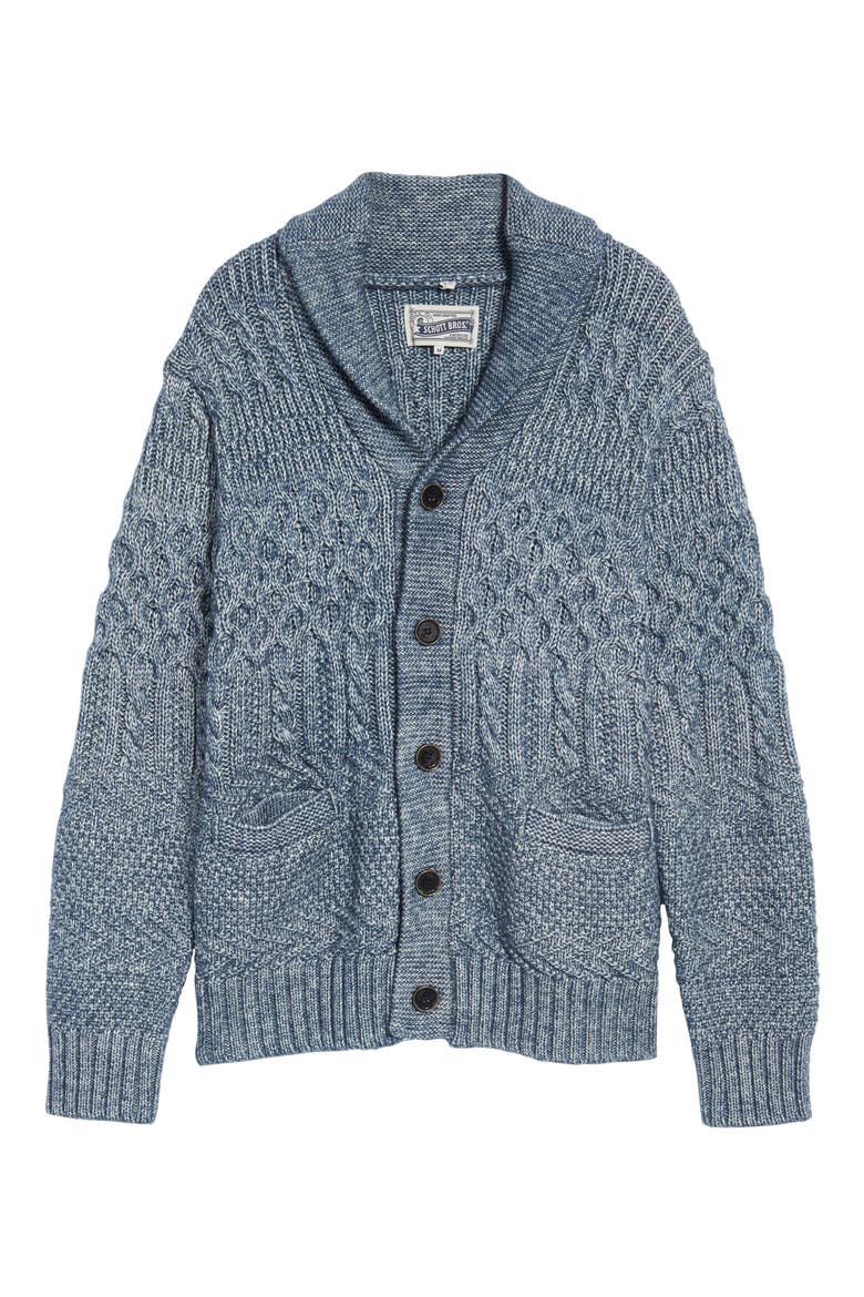 Cable Knit Cardigan, Alternate, color, BLUE