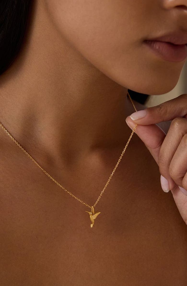 Satya Jewelry Loving Devotion Hummingbird Necklace, Alternate, color, Gold