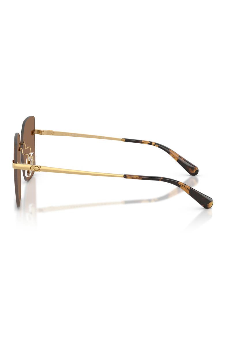 57mm Square Sunglasses, Alternate, color, SHINY GOLD / BROWN SOLID