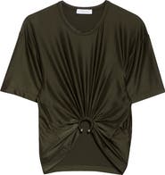Rabanne Piercing Ring Satin Jersey Crop T-Shirt