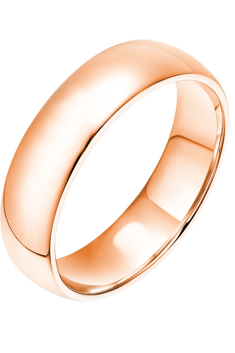 Rose-Tone Sterling Silver Thick 6MM Wedding Band, Main, color, Pink