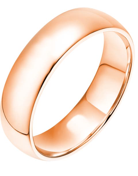 Rose-Tone Sterling Silver Thick 6MM Wedding Band