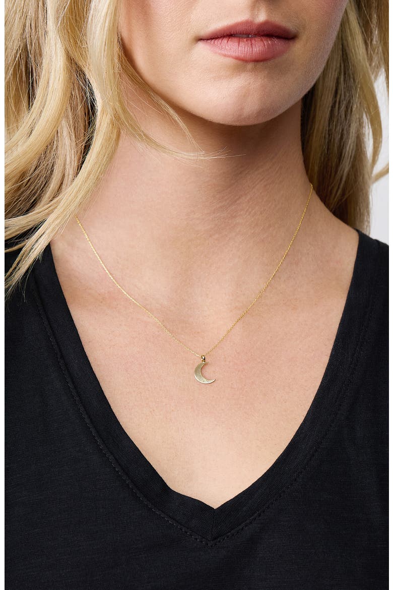 14K Gold Crescent Moon Pendant Necklace, Alternate, color, 14K YELLOW GOLD