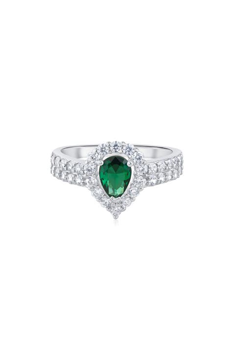 Pear Cut Cubic Zirconia Halo Ring