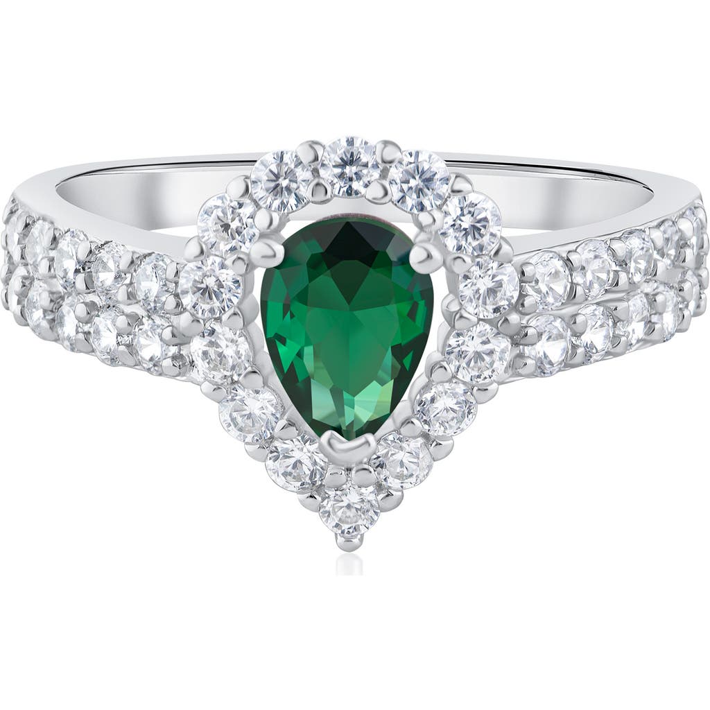 Cz By Kenneth Jay Lane Pear Cut Cubic Zirconia Halo Ring In Multi
