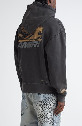 Pegasus Distressed Cotton Graphic Hoodie