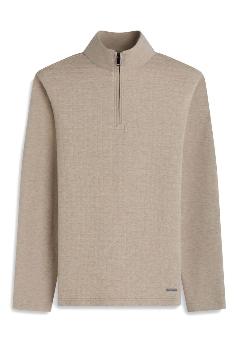 Waffle Quarter Zip Cotton Blend Pullover, Alternate, color, SAND