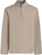 Bugatchi Waffle Quarter Zip Cotton Blend Pullover
