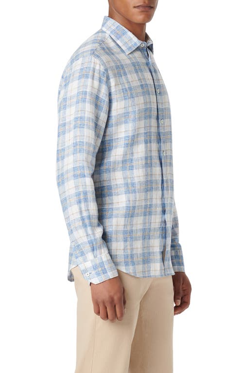 Bugatchi Julian Shaped Fit Linen Button-up Shirt In Classic Blue