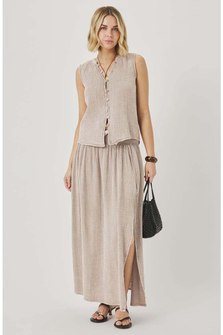 Ava Tie Waist Gauze Maxi Skirt, Alternate, color, LIGHT WICKER BROWN