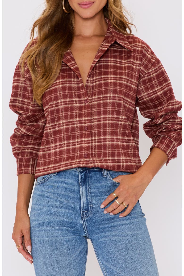 Poet Plaid Button-Up Shirt, Main, color, BRICK PLAID