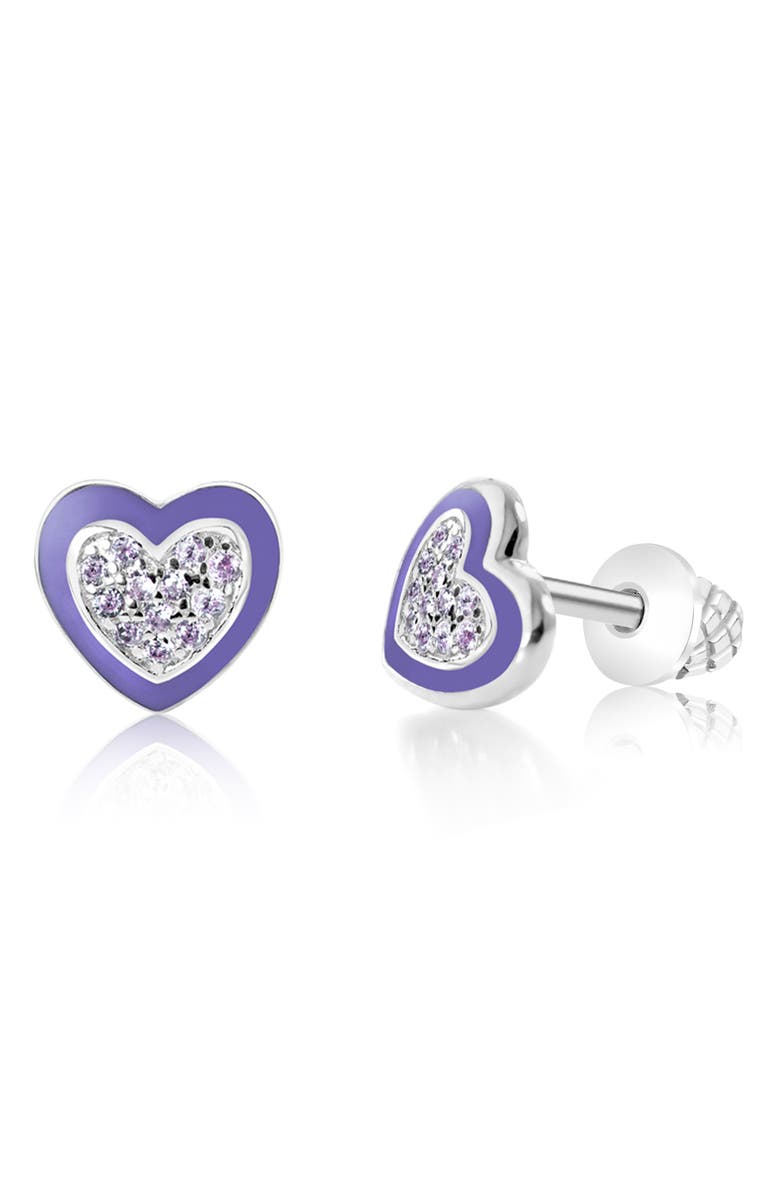 Chanteur Kids' Purple Heart Stud Earrings, Main, color, Purple
