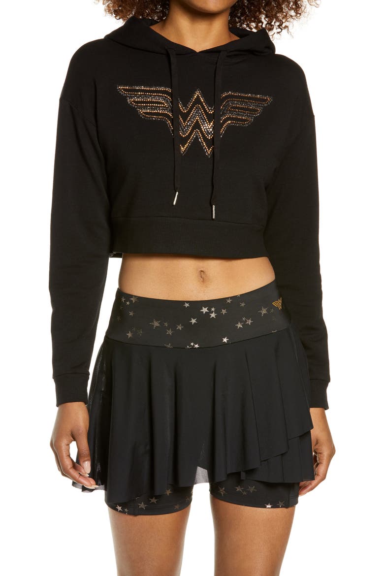 Member Crop Tennis Hoodie, Main, color, BLACK