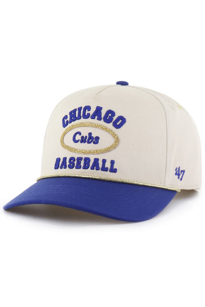 Men's '47 x Stoney Clover Lane  Natural/Royal Chicago Cubs Glitter Rope Hitch Adjustable Hat, Alternate, color, Natural