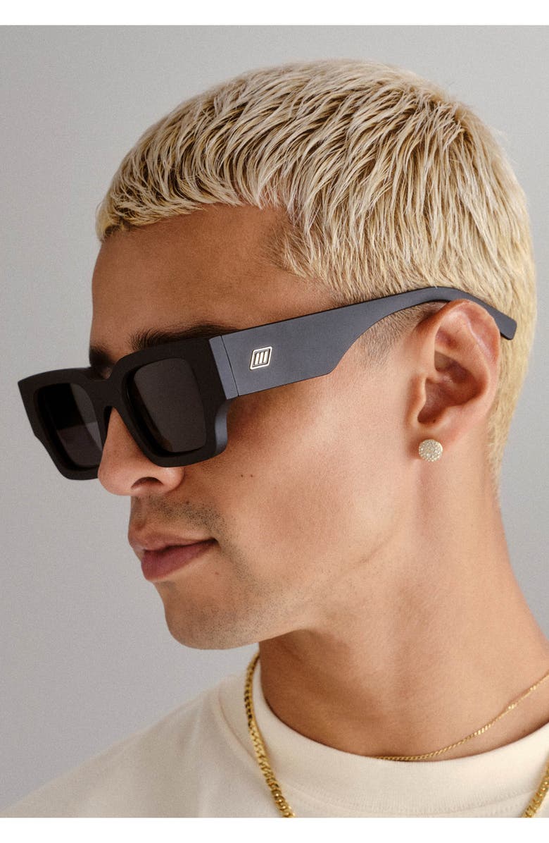 Le Specs Atlantis 50mm Polarized Rectangular Sunglasses, Alternate, color, Matte Black