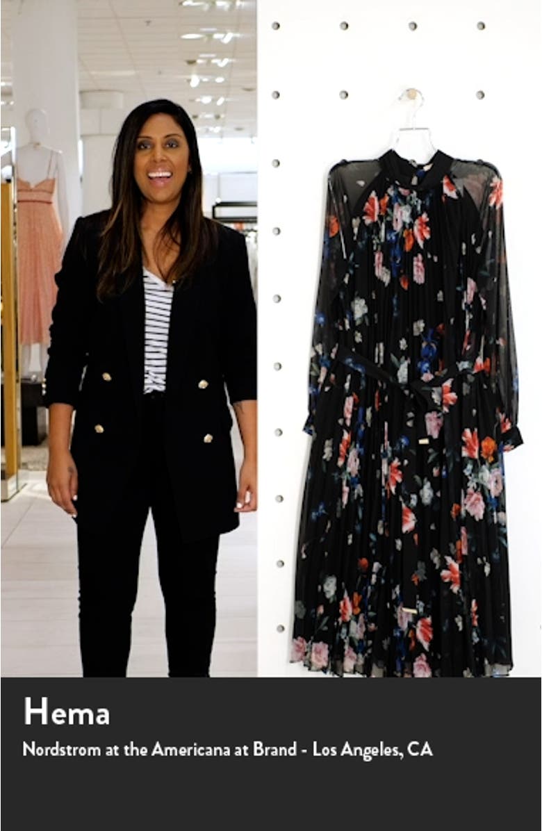 Naniro Floral Pleated Long Sleeve Midi Dress, sales video thumbnail