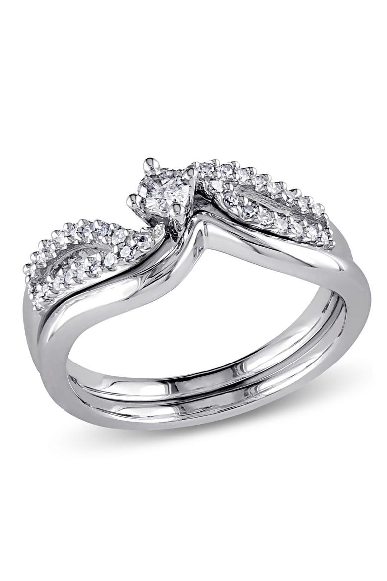 Diamond Bridal Ring Set Sterling Silver, Main, color, Sterling Silver