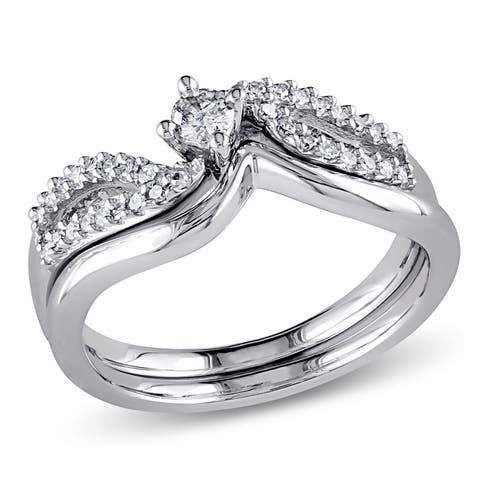 Diamond Bridal Ring Set Sterling Silver