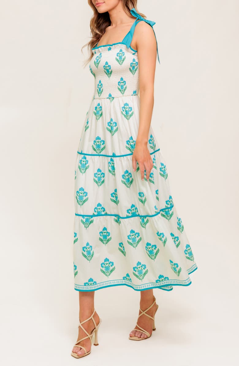 Floral Tie Shoulder Midi Dress