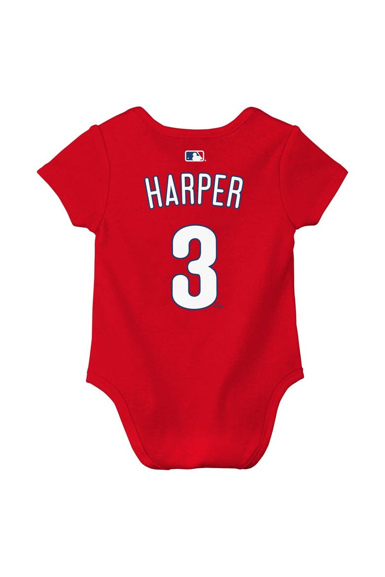 Newborn & Infant Nike Bryce Harper Red Philadelphia Phillies Name & Number Bodysuit, Alternate, color, Red