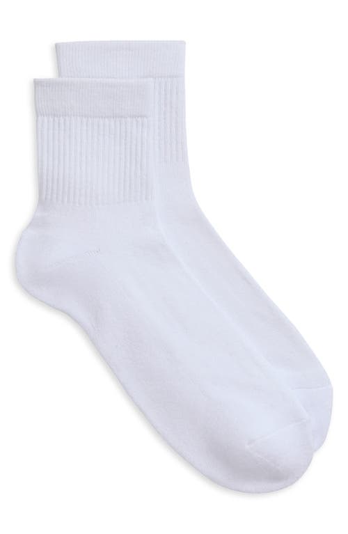 Nordstrom Solid Quarter Crew Socks In White