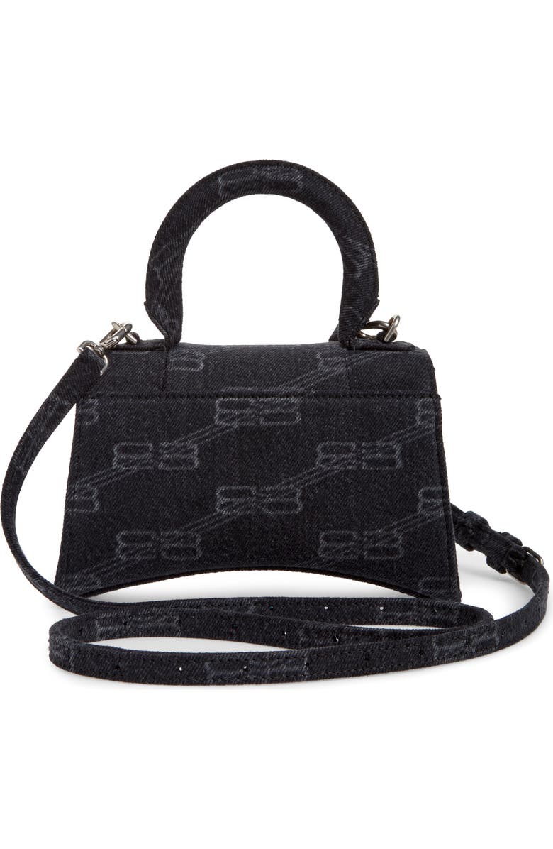 Balenciaga Extra Small Denim Logo Hourglass Top Handle Bag, Alternate, color,
