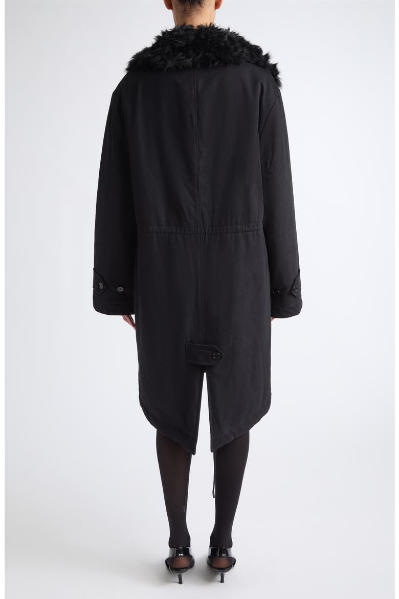 Genuine Shearling Lined Cotton Coat, Alternate, color, WASHED BLACK