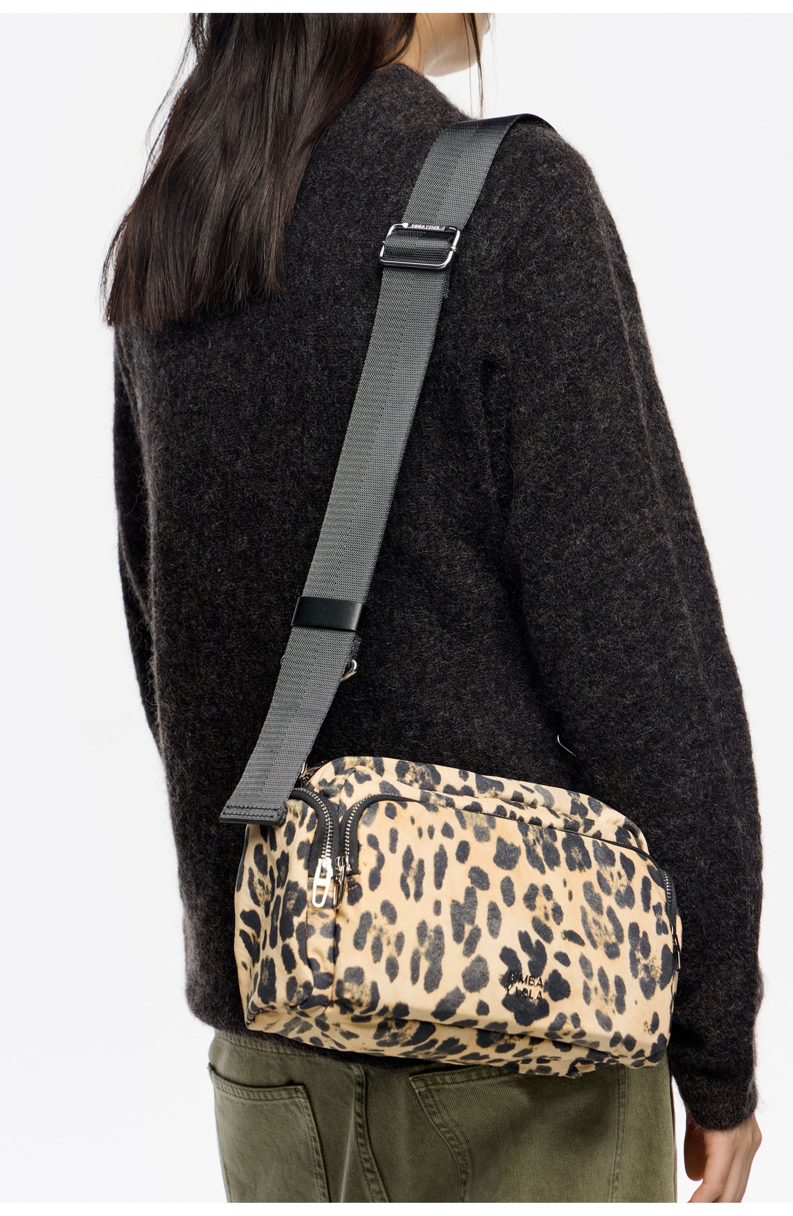 Bimba y Lola Nylon Crossbody Bag, Alternate, color, Leopard Natural